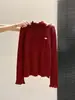 Camiseta Base de Punto de Cuello Alto a Media Altura Color Avena para Mujer, Otoño e Invierno, con Bordes Fruncidos, Manga Larga, Suéter de Estilo Suave