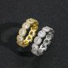 Anillo de Hielo Azucarado Completo de Circonita Estilo Europeo y Americano Flor de Ciruelo Completa de Circonita Anillo Hip-Hop Chapado en Oro Real para Pareja Hombres y Mujeres