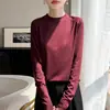 Nuevo Top Básico de Manga Larga con Cuello Semi Alto para Mujer, Adelgazante, Versátil, Estilo para Ir al Trabajo, Tejido de Punto Fino