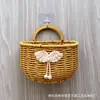 Cesta de Armazenamento Tecida de Rattan Sintético Prateleira de Armazenamento Decoração de Cozinha Banheiro Cesta de Parede para Flores Armazenamento Cesta de Lavar Cesta de Parede para Gengibre e Alho