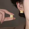 Pendientes Geométricos de Doble Cara Incrustados con Diamantes, Moda Europea y Americana, Pendientes de Diseño Único de Nicho, Pendientes Elegantes de Lujo Ligero de Gama Alta