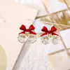 Joias para Unhas de Natal Gravata Borboleta Cristal Fantasma Sino Adesivo Transparente para Unhas Pingente de Laço Feito à Mão Broca de Unha Postiça