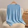 Suéter de punto polar sin costuras para mujer con cuello redondo para otoño e invierno, suéter raglán suave y mullido de manga larga, jersey holgado y relajado