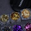 Arte de Uñas Lámina de Oro Seda Estilo Japonés Nuevo Ultra Fina Doble Color Oro y Plata Escamas de Platino Cristal Fototerapia Uñas Decoración DIY Papel de Aluminio