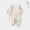 Mameluco de Manga Larga para Bebé, Ropa de Casa de Algodón Peinado para Bebé, Pijamas, Ropa de Salida de Primavera y Otoño para Bebé Niña Recién Nacida Clase A