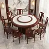 Mesa de comedor de madera maciza Mesa de comedor con tablero de cerámica de madera Wugin Mesa de comedor de madera maciza estilo chino nuevo Mesas redondas grandes y pequeñas para uso doméstico Estilo chino nuevo Moderno simple