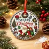 2026 Decoração de Coração Redondo Cruzado da Amazon Pendurado Aniversário dos EUA Impressão Dupla Face Peça Cerâmica de Natal Ornamento