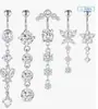 Anel de Umbigo de Aço Inoxidável Transfronteiriço Pingente de Borboleta Cravejado com Zircônia Unha de Umbigo Conjunto de Joias Sexy para Body Piercing