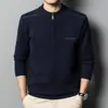 Suéter grueso cálido de invierno para hombre con media cremallera y cuello alto al por mayor, suéter de punto básico para hombre de mediana edad