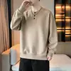 Moletom retrô estilo japonês para homens, novo modelo outono 2026, cor sólida texturizada de alta resistência, manga longa para jovens homens