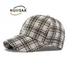 Gorra de Béisbol Retro de Tweed a Cuadros para Mujer con Hilo Dorado Tejido Pico de Pato Estilo Celebridad de Internet Sombrero Otoño Invierno Sombrero de Sol Moderno