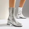 Botas de mujer de corte bajo elegantes y sencillas, estilo europeo y americano, con tacón cuadrado y tacón medio, tallas 32-46, botas de exportación de Amazon