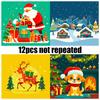 Papel de material navideño de dibujos animados, 12 hojas/juego de linda serie navideña, papel de ortografía con cuenta a mano, bolsa de material de estilo europeo con corte transfronterizo