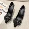 Tacones de aguja de punta fina estilo hada para mujer, elegantes planos de punta fina con lazo, nueva colección otoño/invierno 2026