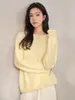 Gang Mi Apparel / Suéter de Lana sin Costuras Cuello Redondo Manga Corta Cepillada para Mujer Primavera Otoño Holgado Perezoso Suave