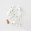 Ropa para bebé recién nacido, mameluco de mariposa, algodón puro, protección doble en la barriga, manga larga, adecuado para primavera y otoño, mono unisex para bebé