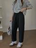 Pantalones de pierna ancha de color liso estilo coreano para mujer 2025 Nuevo Otoño Caída Cintura Alta Adelgazantes Pantalones de Abuela Espiga Pantalones Rectos