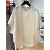 Camisa Morcego de Algodão e Linho para Mulheres, Camisa Soltinha de Manga Curta Estilo Preguiçoso, Camisa de Gola Redonda, Top Super Bonito
