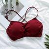 Sexy Cross Beautiful Back Camisole Meninas Gather-envolvido Peito Base Anti-caminhamento Sem aro Removível Peito Pad
