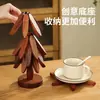 Tapete Isolante de Madeira Maciça Doméstico Resistente a Altas Temperaturas Tapete para Panela Tapete de Mesa de Jantar Porta-Copo Tapete Anti-Escaldante para Caçarola Árvore de Natal Tapete Isolante de Bambu