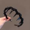 Retro Light Luxury Mesh Hair Stamp Mulheres Verão Coreano Faixa de Cabelo Super Fada Enrolamento Água Broca Cabeça Hoop Internet Celebridade Novo Estilo Fina Borda Faixa de Cabelo