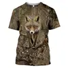 Camiseta Camuflaje Jungla Animal Cruzada Europea y Americana Primavera Verano Hombres y Mujeres Deportiva Casual Manga Corta Estudiante