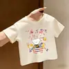 Camiseta de Manga Corta para Niños Algodón Puro Niños y Niñas Verano Nuevo Elegante Top para Niños Pequeños y Medianos Bebé Estilo Coreano Cuello Redondo Camiseta Básica