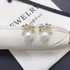 Brincos de Pérola de Água Doce Naturais Exquisitos Flor Pequena Zircônia Microcravejada Modernos para Mulheres Brincos de Pérola Zhuji Atacado Dropshipping
