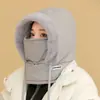 Chapéu Lei Feng Quente de Lã para o Inverno para Mulheres Esqui e Ciclismo Cachecol de Pescoço à Prova de Vento Chapéu Máscara Integrado Capuz Aconchegante Espessado