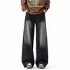 Calça jeans masculina estilo americano, nova coleção de outono, perna reta solta, perna larga, calça casual versátil para homens