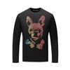 Camiseta de Manga Longa de Algodão Modal para Homem 2026 Nova Outono Camada Base Gola Redonda Top Tendência Strass Tamanho Grande