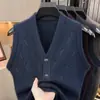 Chaleco de Punto para Hombre Cárdigan Holgado Ropa para Personas Mayores Sin Mangas Cárdigan Suéter Hombre Otoño 425g