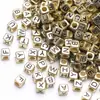 Cuentas de letras inglesas de 6*6mm acrílico dorado más negro cuentas cuadradas sueltas cuentas hechas a mano accesorios para joyería DIY