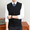 Chaleco de punto de lana con cuello en V otoño negocios casual trabajo de recepción temperamento profesional suéter de invierno para hombres y mujeres