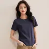 Camiseta Básica Versátil Slimming de Algodão Mercerizado com Manga Curta e Gola Redonda, Refrescante e Antibacteriana, para Mulheres, Novidade Verão 2026