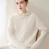 Nuevo Suéter con Capucha Tejido 100% Cachemira Pura para Mujer Otoño/Invierno 2026 con Diseño de Trenzas, Corte Holgado, Casual y Versátil