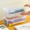 Caixa de Armazenamento para Lápis, Caixa de Armazenamento Transparente de Grande Capacidade para Material Escolar, Porta-Canetas para Lápis de Cor, Lápis de Cor Infantis, Caixa de Canetas para Desenho e Esboço