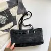 Bolso de Hombro Cruzado Casual de Moda Estilo Motociclista para Mujer Personalidad Gran Capacidad Hebilla de Cinturón para Viajes Diarios Simple Bolso de Hombro Único para Mujer