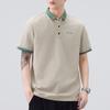 Camiseta de manga curta com gola de verão, blusa solta da moda masculina, camisa polo casual para jovens, não passável a ferro, cor sólida