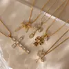 Wanxing Mejor Vendido Europeo y Americano Acero Inoxidable Oro de 18 Quilates Circonita Blanca Collar con Colgante de Cruz Accesorios Personalizados Joyería Transfronteriza