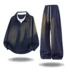 Conjunto Casual de Moletom com Gola e Calça Esportiva Estilo Americano Moderno, Novo, Tamanho Grande M-XL para Homens, Novo para Primavera e Outono