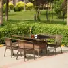 Silla de Ratán Juego de Tres Piezas Mesa de Té y Sillas para Balcón Combinación Cenador Mesa y Sillas de Exterior Patio Balcón Silla de Ocio Mesa y Sillas de Exterior