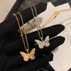 Colar Borboleta Escovada em Prata de Lei 925 Luxo Acessível High-End Ins Estilo Francês Meados do Século Corrente de Clavícula Pingente em Ouro 18K