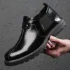 Sapatos de couro Sapatos masculinos de cano baixo Primavera e Outono Estilo britânico Retro Casual Sapatos de couro Botas Martin masculinas da moda Botas de couro Botas de trabalho Botas de tornozelo masculinas