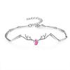 "Un Ciervo Te Tiene" Pulsera de Astas Pequeña Fresca de Zirconia para Mujer Creativa Pulsera de Reno Navideña Pulsera Artística para Estudiante