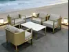 Conjunto de Mesa e Cadeiras para Exterior Jardim Pátio Exterior Aço Inoxidável Villa Hotel Varanda de Lazer Sofá de Aço Inoxidável Móveis
