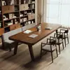 Escritorio Grande Largo de Madera Maciza, Mesa Doble de Estudio y Lectura, Escritorio de Oficina Simple para Computadora, Mesa de Conferencias, Mesa de Trabajo, Mesa Grande de Tablero de Madera Maciza