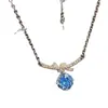 Pendente de Colar Octogonal Rosa Milênio Corte Rosa Diamante Paraíba Diamante de Alto Carbono Brincos de Diamante Roxo Anel Torcido de Água-Marinha para Mulheres