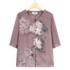 Camisa de chiffon de verão para mãe 2024 Nova camiseta de manga curta Camisa de cardigan de vovó para mulheres de meia-idade e idosas Senhora idosa