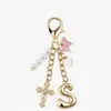 Chaveiro de Letra com Concha Estrela-do-Mar Borboleta Amazon Corrente de Letras Douradas Pingente de Carteira Fofa Feminina